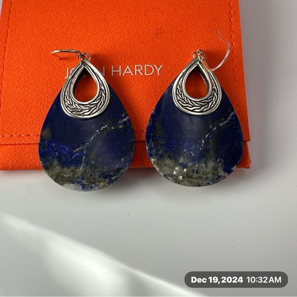 John Hardy Lapis Teardrop Earrings NWOT - Picture 3 of 8